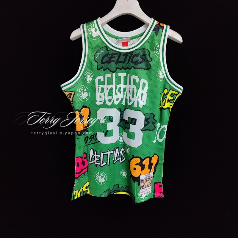 【MN】【Boston Celtics】MN热压复古球衣:SW 凯尔特人队 85/86赛季 迷彩 33号 伯德