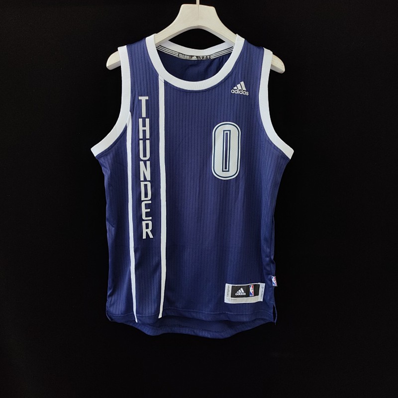Mens Oklahoma City Thunder Russell Westbrook Navy Blue Swingman Jersey