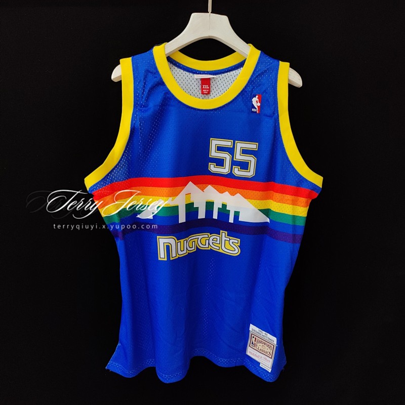 【MN】【Denver Nuggets】 MN球迷版热压复古球衣: 掘金队1991/92赛季 蓝色 55号 穆托姆博