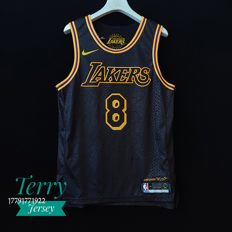 【AU】Los Angeles Lakers Kobe Bryant Black Mamba Dual Number Authentic Black Jersey