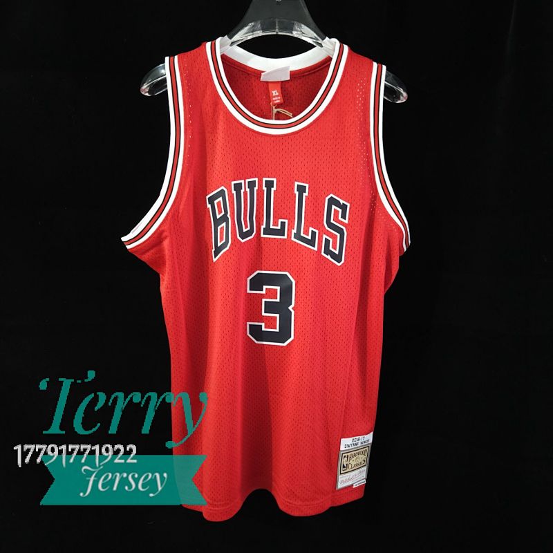 【MN】【Chicago Bulls】热压复古球衣: SW公牛队 16/17赛季 红色 3号 韦德