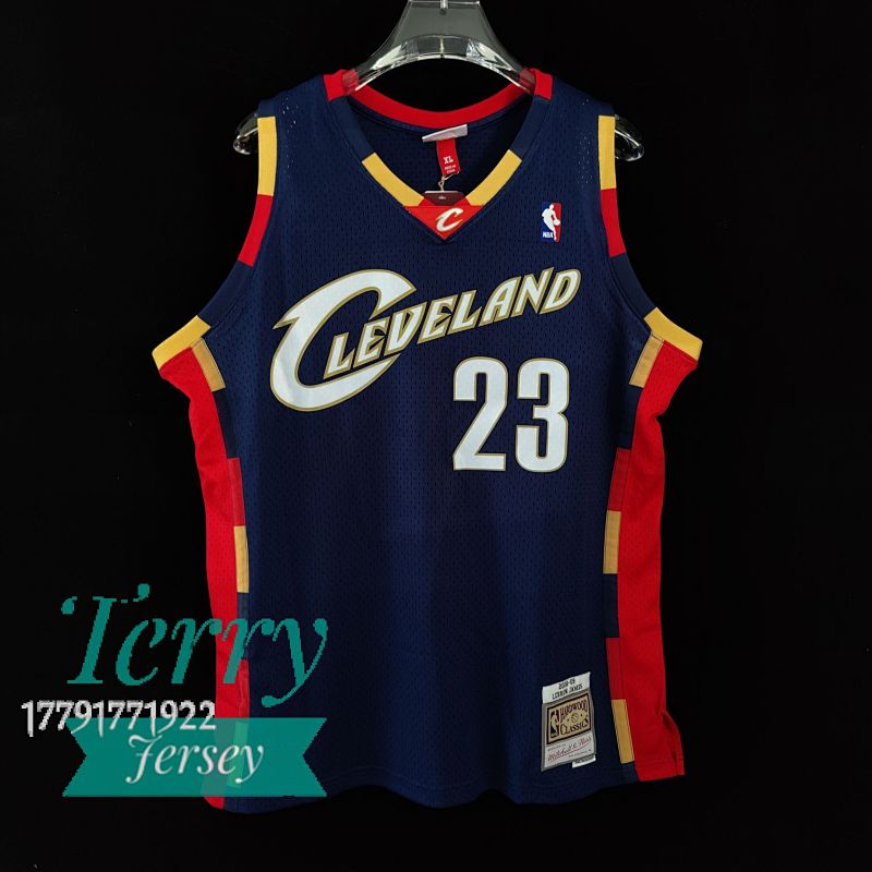 【MN】【Cleveland Cavaliers】热压复古球衣：SW 骑士队 08/09赛季 藏蓝色 23号 詹姆斯