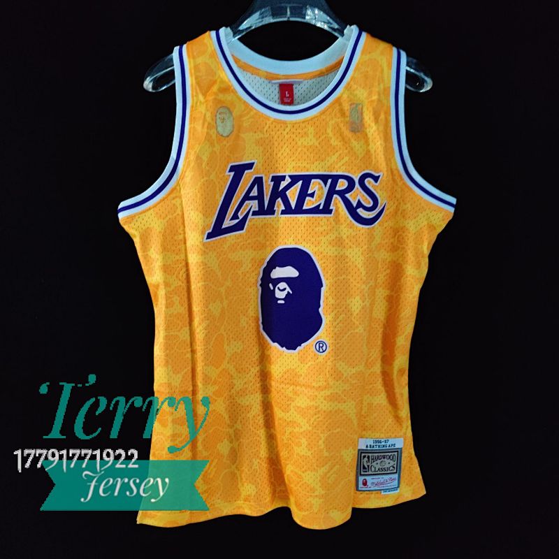 【MN】Los Angeles Lakers BAPEXM&N 联名球衣: 湖人队 猿人头