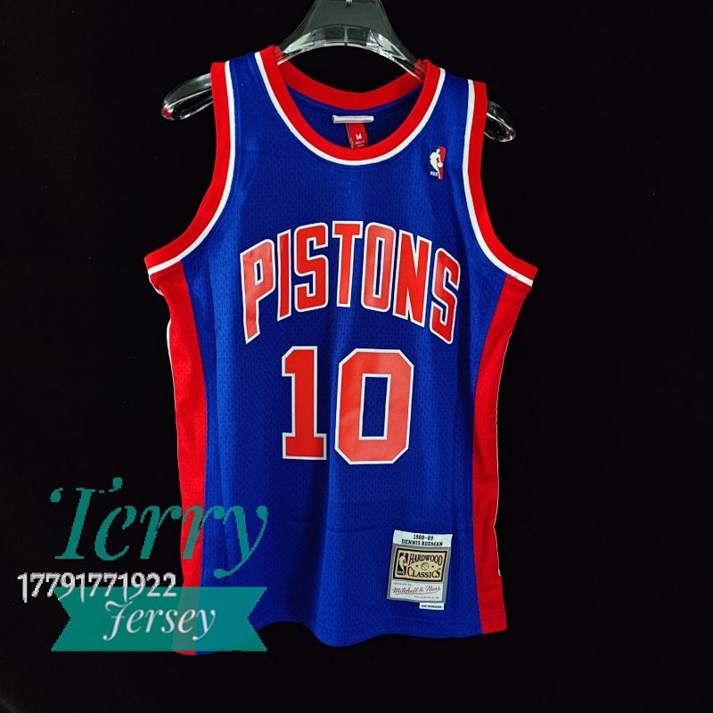 【MN】【Detroit Pistons】热压复古球衣:SW活塞队1988/89赛季蓝色 10号 罗德曼