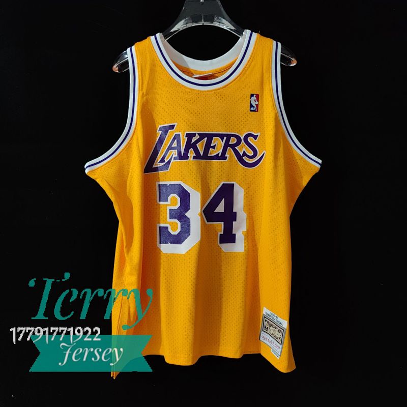 【MN】Los Angeles Lakers SW 湖人 97赛季 圆领 黄色 34号 奥尼尔