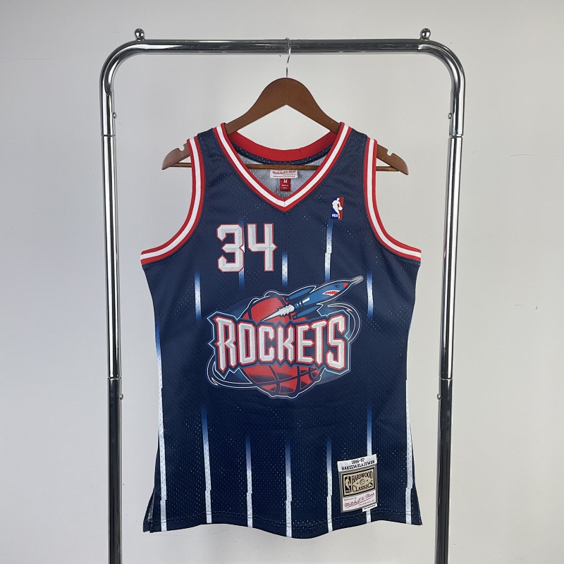 【MN】Houston Rockets MN热压复古球衣:SW 火箭队96/97赛季 34号 奥拉朱旺