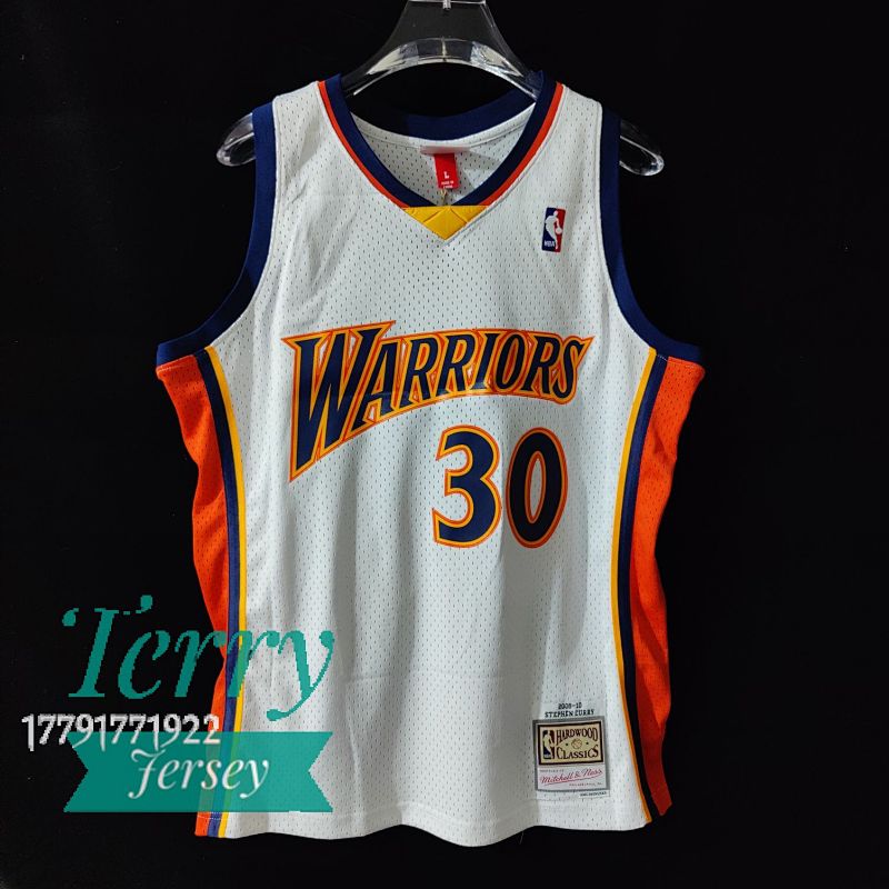 【MN】Golden State Warriors MN热压复古球衣：SW 勇士队 09/10赛季 新秀 白色 30号 库里