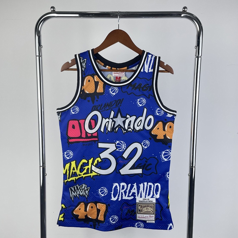 【MN】【Orlando Magic】热压复古球衣:SW 魔术队 94/95赛季 涂鸦 32号 奥尼尔