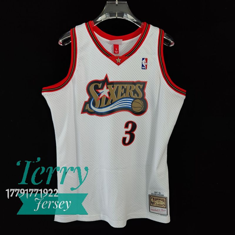 【MN】【Philadelphia 76ers】热压复古球衣：SW 76人队 98赛季 白色 3号 艾佛森