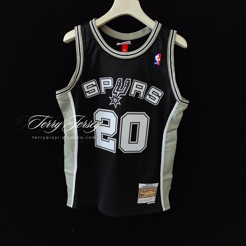 【MN】San Antonio Spurs MN热压复古球衣:SW 马刺队 2002/03赛季 黑色 21号 邓肯