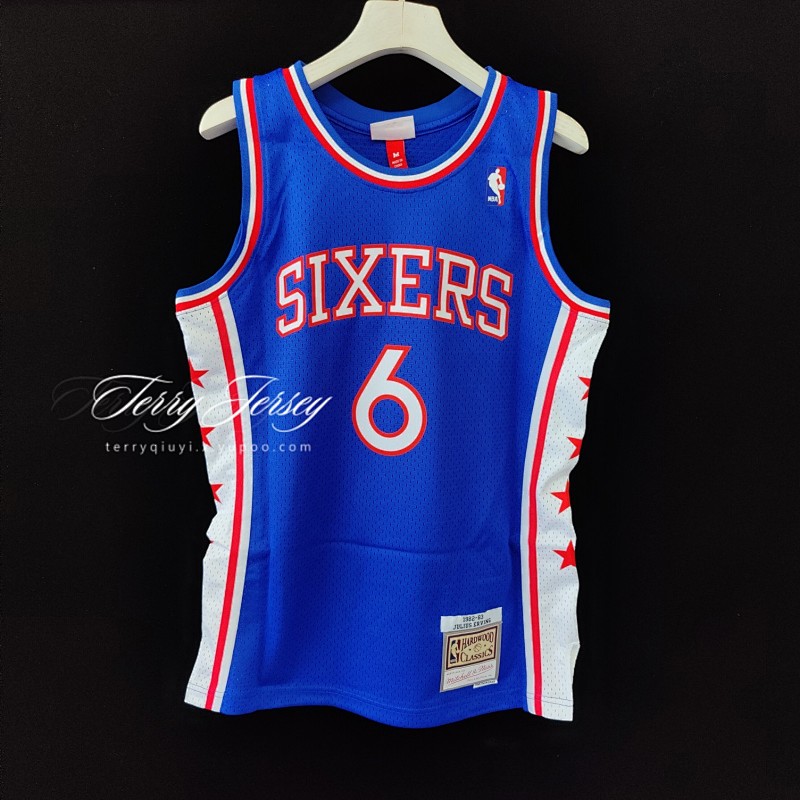 【MN】【Philadelphia 76ers】热压复古球衣:SW 76人队 82/83赛季 蓝色 6号 朱丽叶斯 欧文