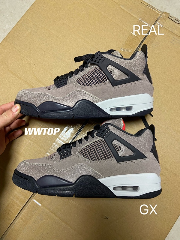 GX AJ4 TAUPE HAZE VS REAL