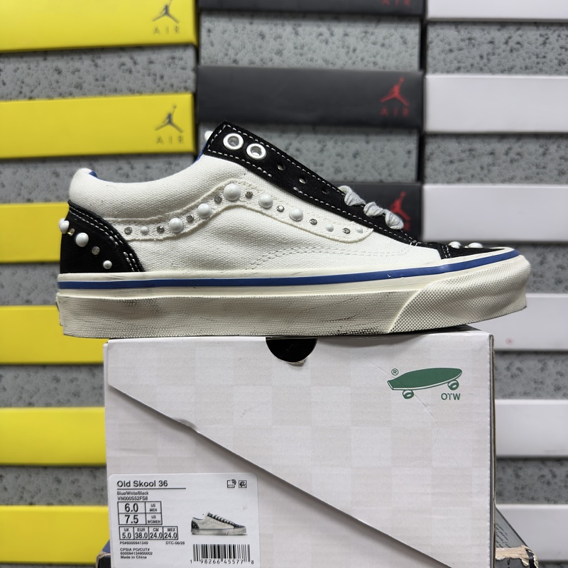 【GOD神 Batch】Old Skool 36 36-46 VN000S52FS8 黑白蓝做旧珍珠