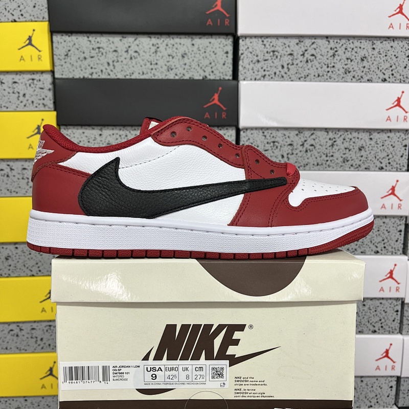 【DG Batch】 Travis Scott x Air Jordan AJ1 Low OG SP TS联名倒钩低帮 白红倒钩定制款 DM7866-101 36-50.5