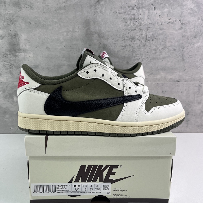 PK4.0 Budget Batch Travis Scott x Air Jordan AJ1 Low OG SP TS联名倒钩8.0低帮 白橄榄绿 DM7866-200 36-47.5
