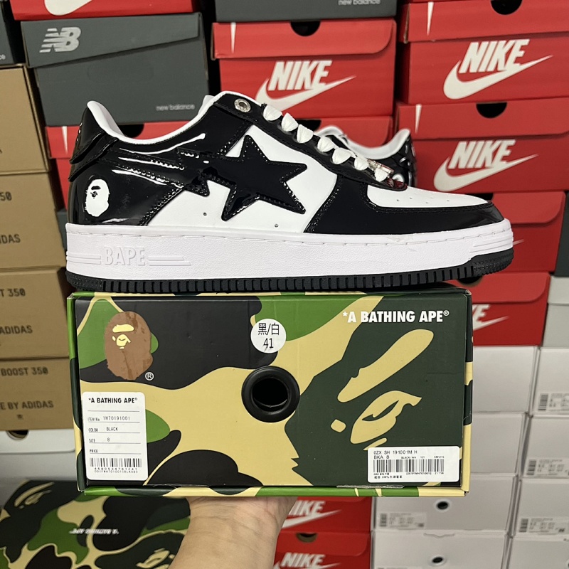 【C Batch】 Bape Sta 黑白皮料1I70-191-006