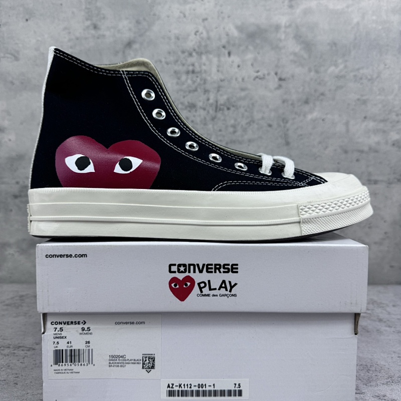 【TOP Batch】Converse Chuck Taylor 70s x CDG PLAY 川久保玲 货号：150204C 黑色高帮