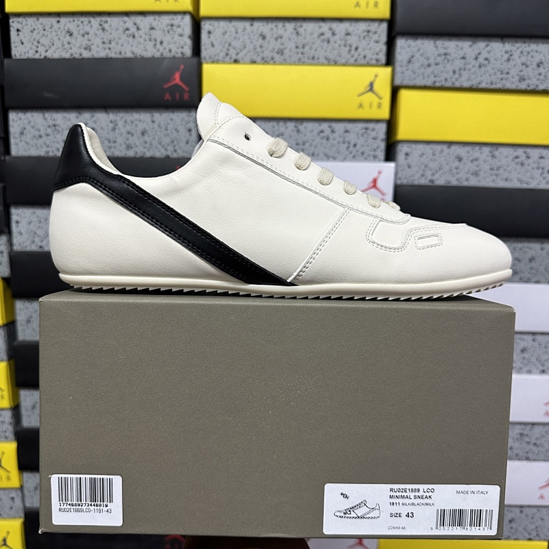 【GZ batch】RO / Rick Owens 瑞克·欧文斯（36-45）薄底德训鞋 白色黑杆条