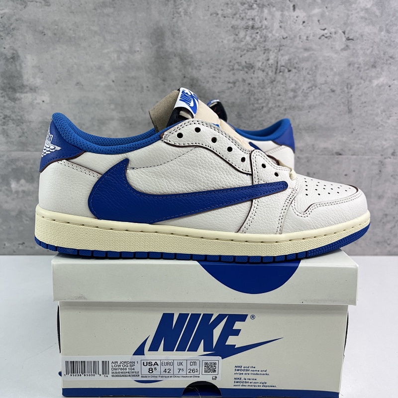 PK4.0 Budget Batch ravis Scott x Air Jordan AJ1 Low OG SP TS联名倒钩低帮 白蓝闪电2.0 DM7866-104 36-47.5