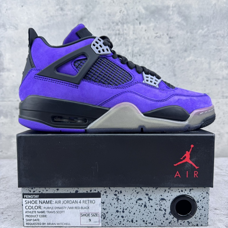 【GX Batch 】 Travis Scott x Air Jordan AJ4 TS联名亲友限定黑紫 AJ4-766296