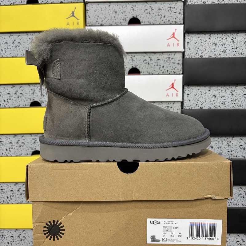【YO Batch】Snow boots 雪地靴 蝴蝶结中筒灰色 W/1016501 35-40