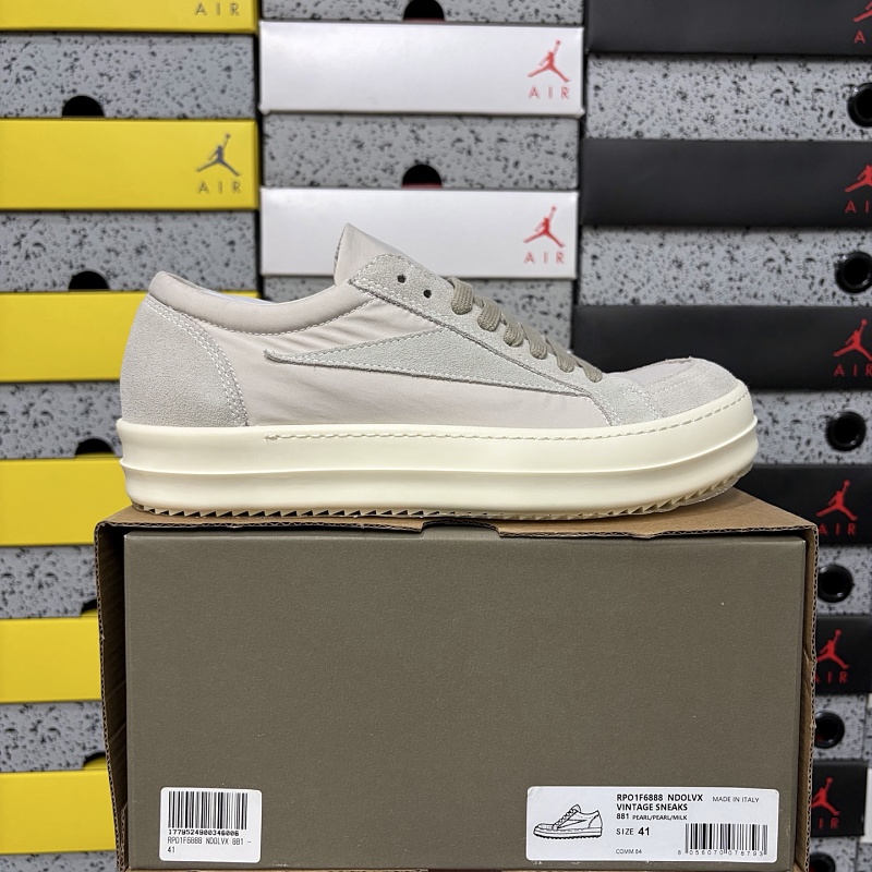 【GZ batch】RO / Rick Owens 瑞克·欧文斯（36-46）米白丝绸 鹿皮拼接