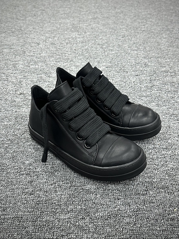 【GZ batch】Rick Owens Drkshdw 瑞克·欧文斯低帮皮面时尚运动板鞋 全黑 36-46