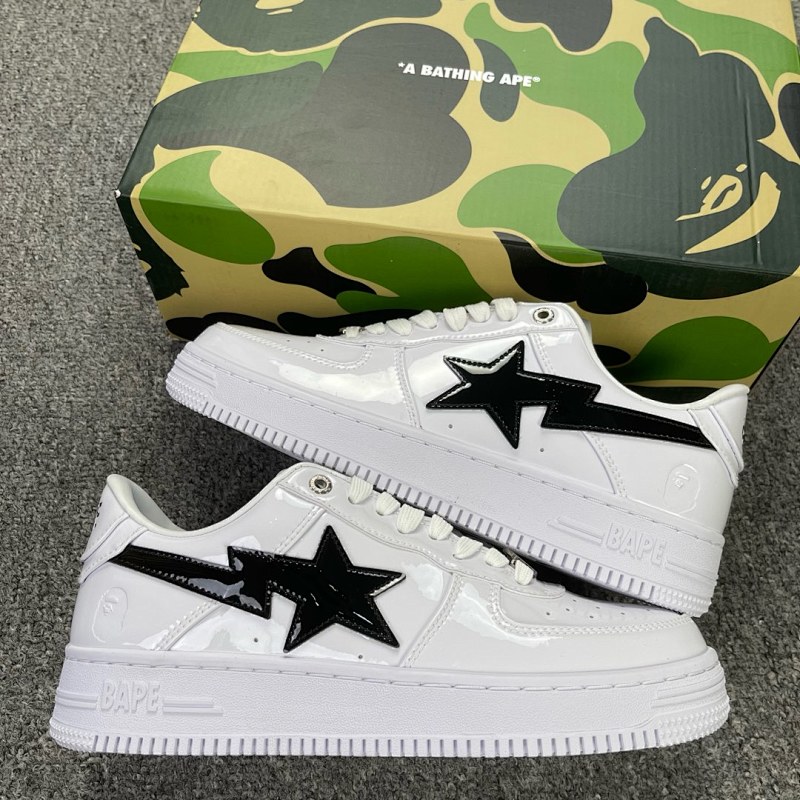 【C Batch】 Bape Sta SHM191302M 黑白漆皮