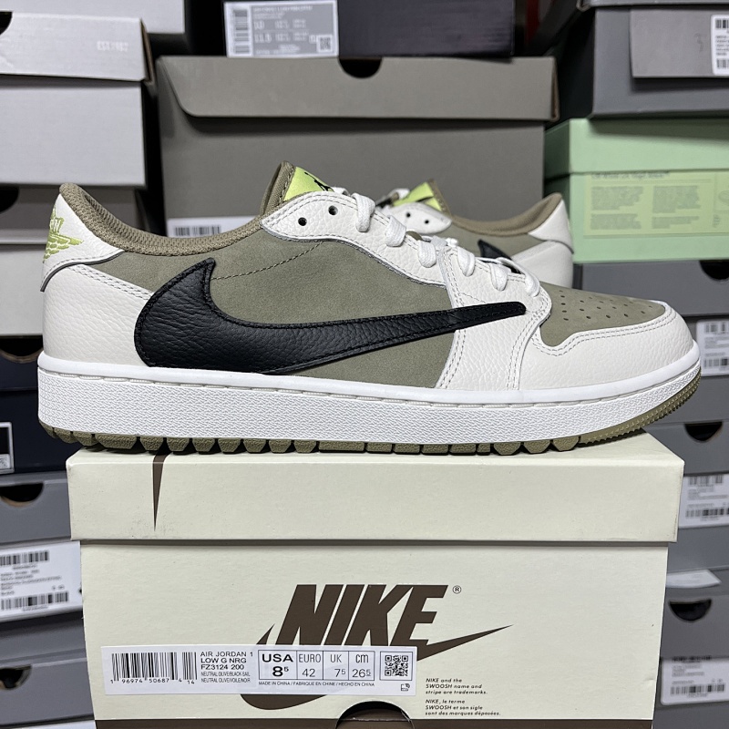FK Travis Scott x Air Jordan AJ1 Low Golf "Olive" TS联名倒钩高尔夫低帮6.0 FZ3124-200