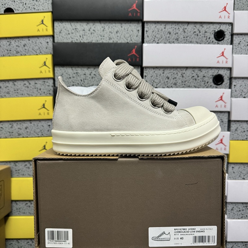 【GZ batch】RO / Rick Owens 瑞克·欧文斯（36-46）绒面米白粗鞋带