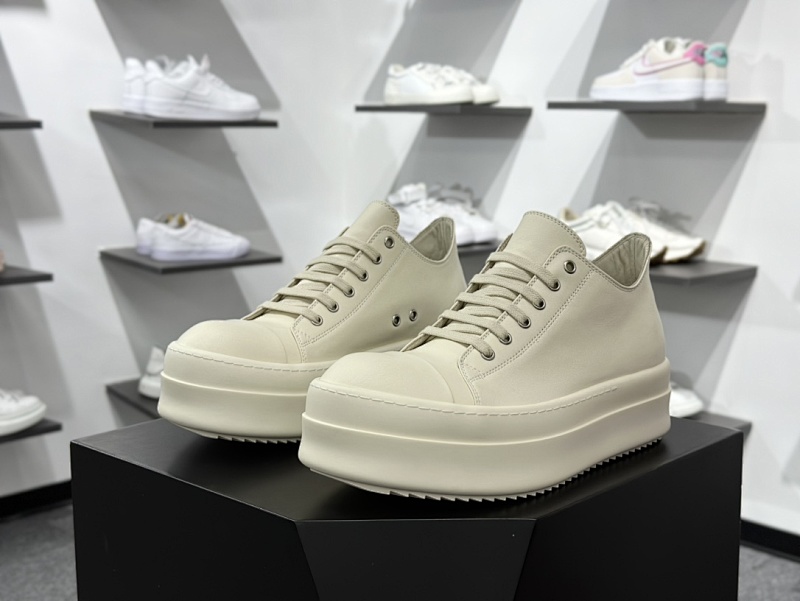 【GZ batch】Rick Owens 瑞克·欧文斯 厚底 皮面 低帮 西瓜头 全白 36-46