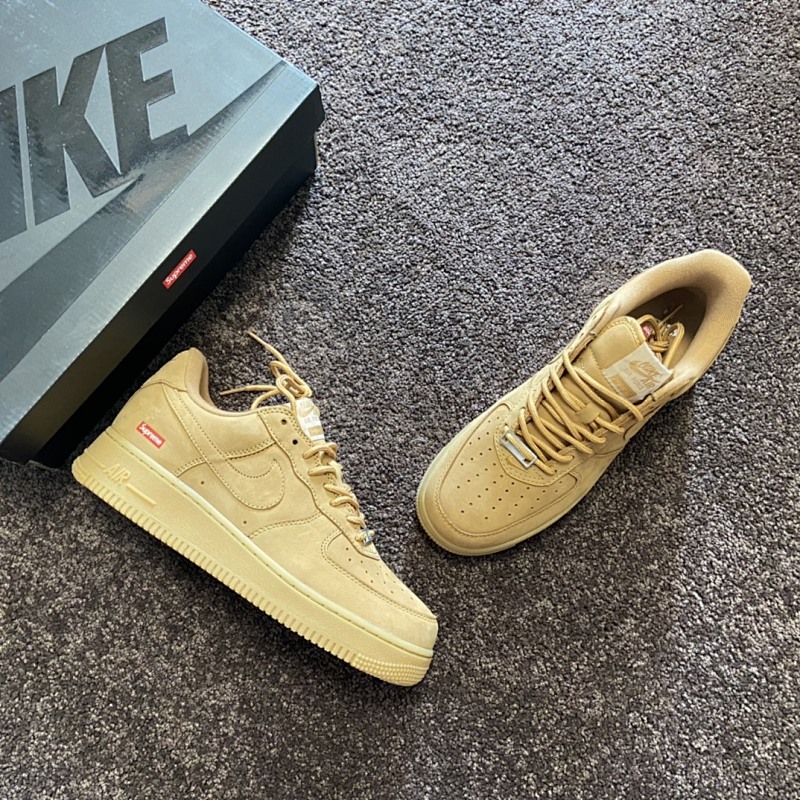 【OWF Batch】 Supreme X NK AIR Force 1 Low Flax 空军一号联名 小麦色 DN1555-200 36-47.5