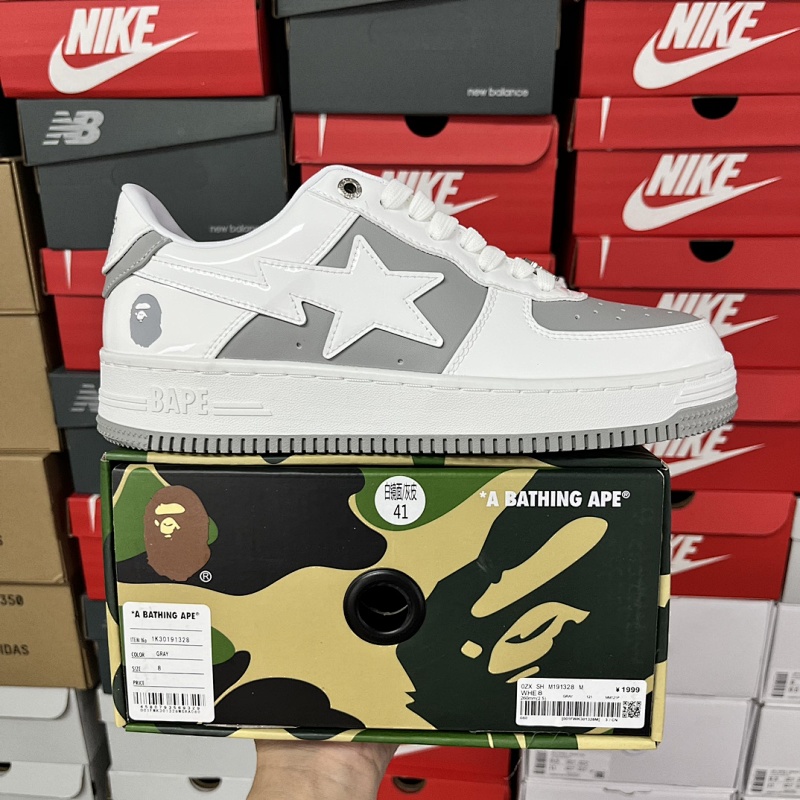 【C Batch】 Bape Sta 白镜面灰皮1K30-191-328