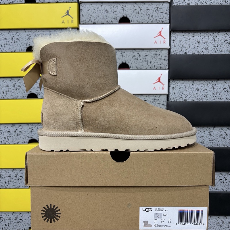 【YO Batch】Snow boots 雪地靴 蝴蝶结中筒沙色 W/1016501 35-40
