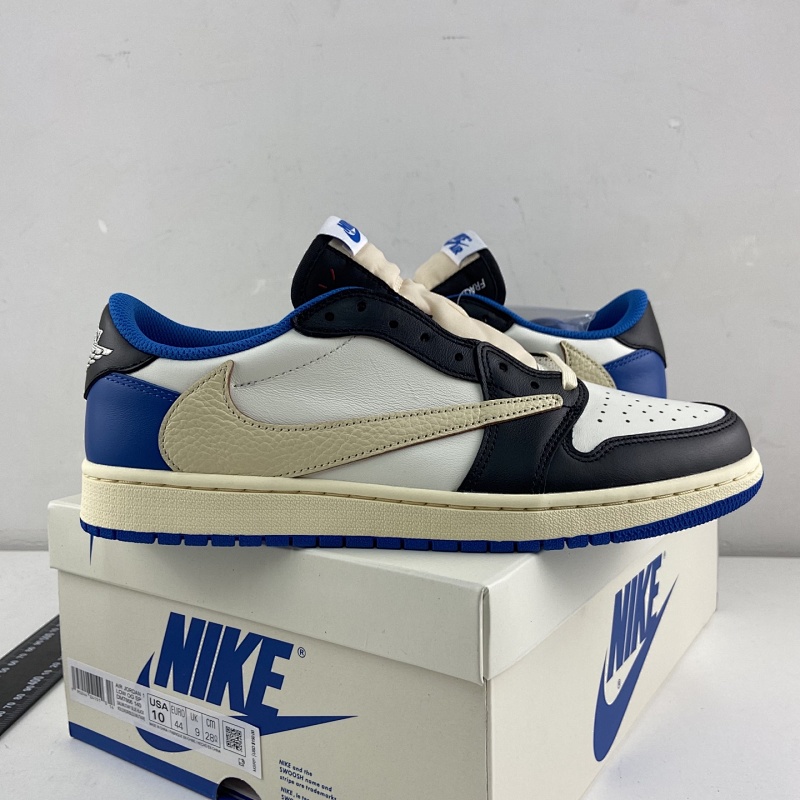 FK travis Scott x Fragment Design x Air Jordan 1 Low 闪电倒钩低帮 白蓝 TS藤原浩 三方联名 DM7866-140