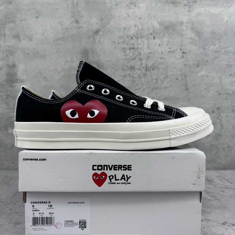【TOP Batch】Converse Chuck Taylor 70s x CDG PLAY 川久保玲 货号：150206C 黑色
