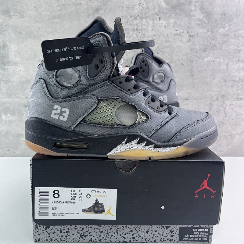 【5A Batch】Off-White X Air Jordan 5 Retro SP 黑蝉翼 CT8480-001 40-47.5