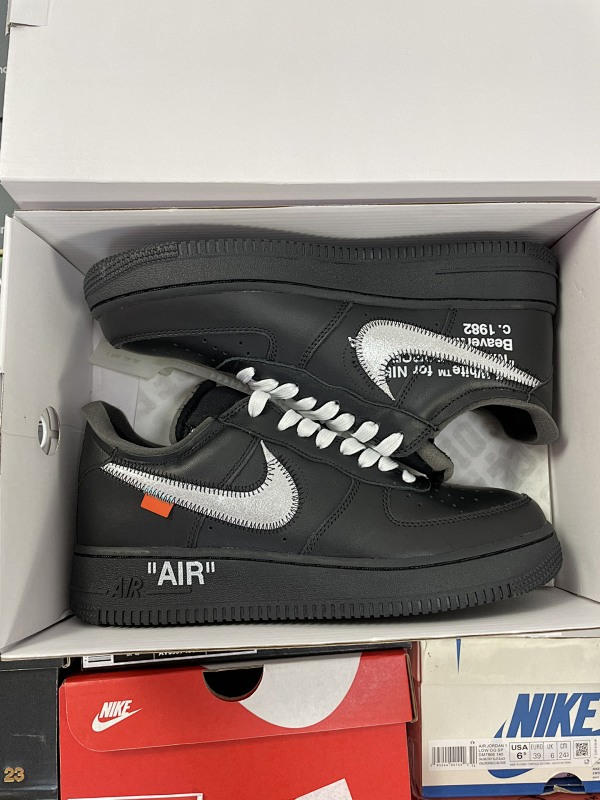 【OWF Batch】Off-White x NK Air Force 1 空军一号低帮板鞋 OW联名黑银 AV5210-001