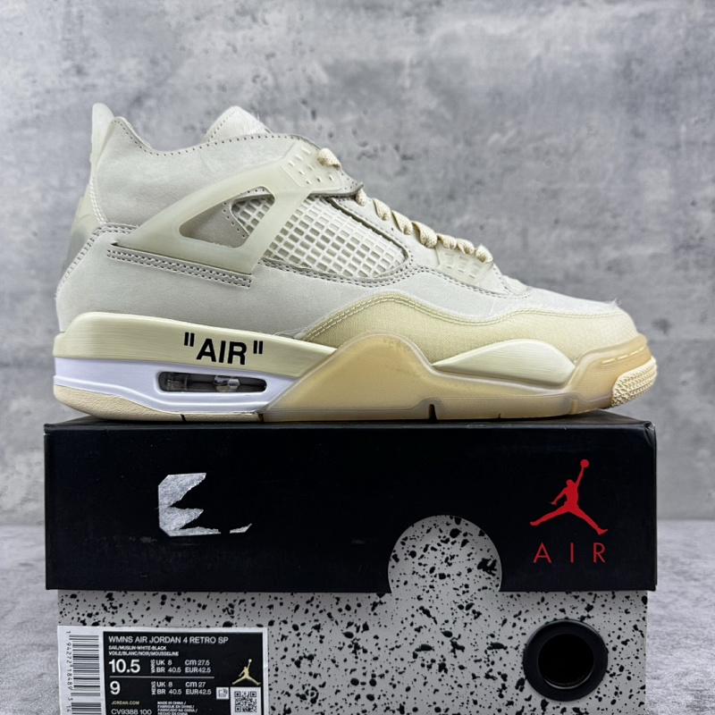 【GX Batch 】 Off-White™ x Air Jordan AJ4 Retro"Cream/Sail" OW联名白帆 CV9388-100