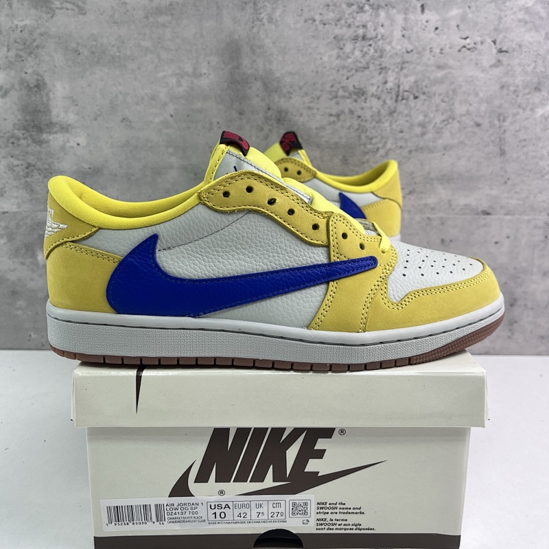 PK4.0 Budget Batch Travis Scott x Air Jordan AJ1 Low OG SP TS联名倒钩7.0低帮 黄蓝色 DZ4137-700 36-47.5